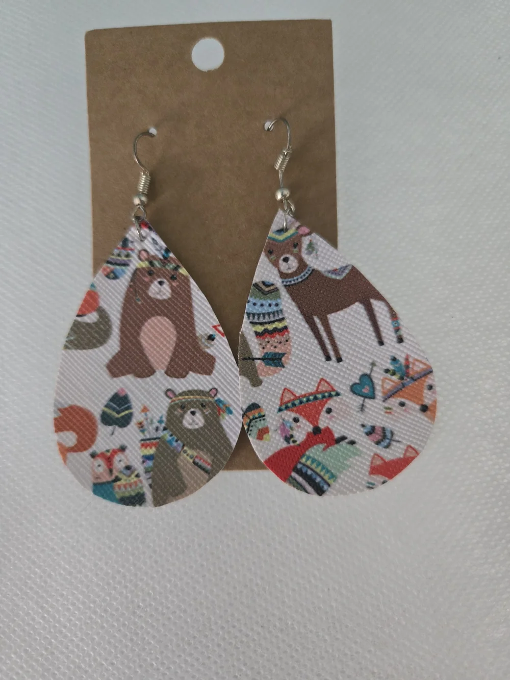 4/$15 Boho Teardrop Floral Fox Print Earrings Cottagecore Whimsy Fairy Forest